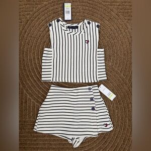 Tommy Hilfiger Girls Blue & White Nautical Striped Knit Set NWT Sz 4